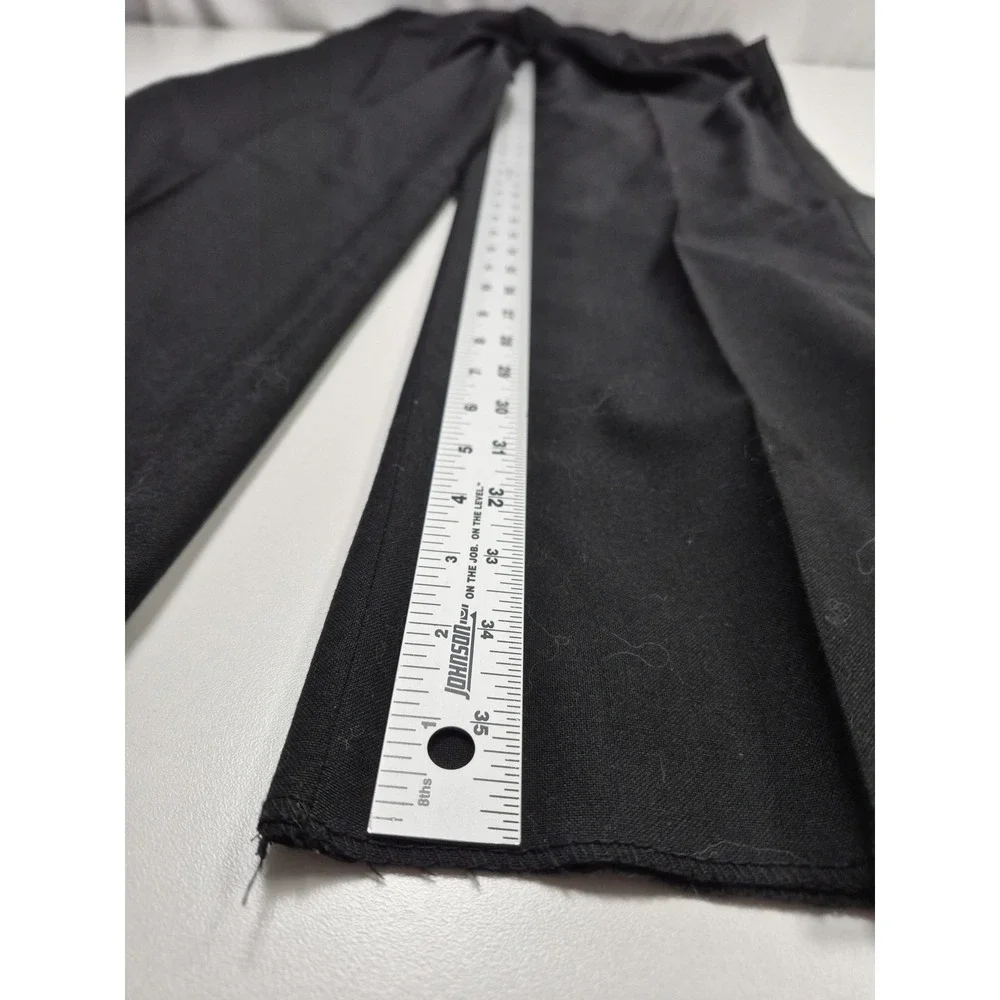 VTG Dress Pants Mens 42x36 Black Wool Pleated Tuxedo Side Stripe Unhemmed Formal
